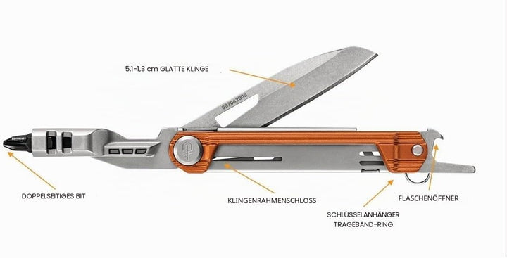 Gerber Taschenmesser mit 5 Funktionen, Multitool mit glatter Klinge, ArmBar Slim Drive, Orange, Edel