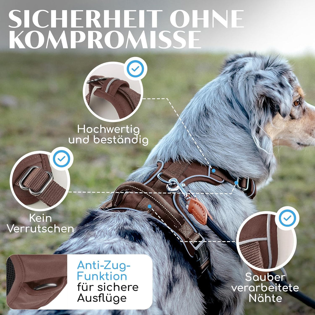 FREUDENTIER Hundegeschirr mit Griff, atmungsaktiv gepolstert - Bombenfester Sitz & maximale Sicherhe