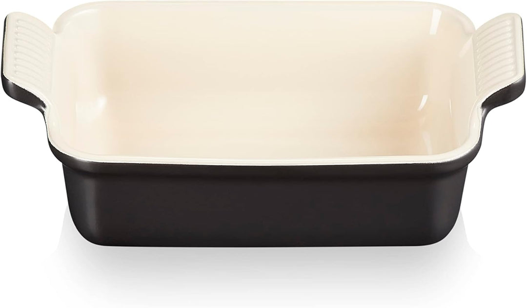 Le Creuset Rechteckige Auflaufform Tradition aus Steinzeug, 19 cm, 1.1 Liter, Schwarz glänzend, 7110
