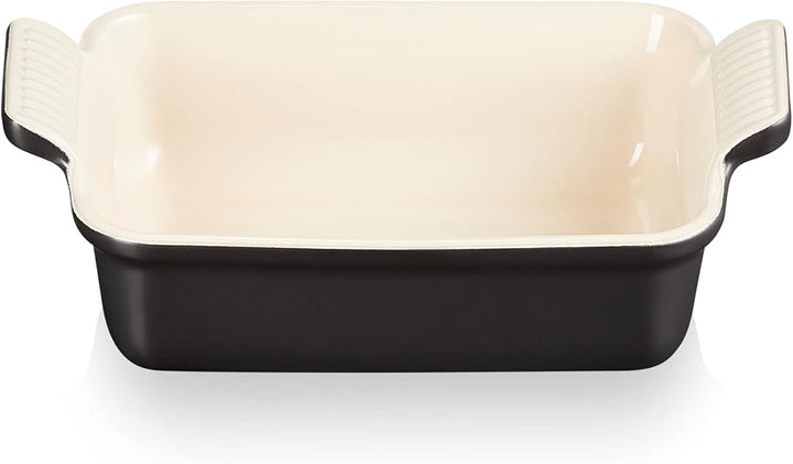 Le Creuset Rechteckige Auflaufform Tradition aus Steinzeug, 19 cm, 1.1 Liter, Schwarz glänzend, 7110