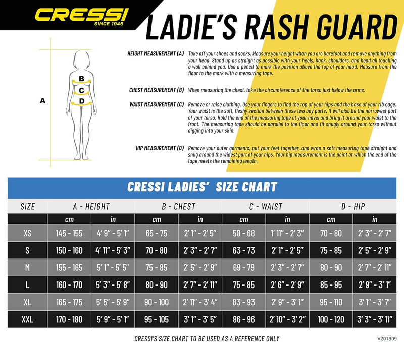 Cressi Dive Center Lady Rash Guard - Protective Langarm Schwarz Rash Guard für SUP und Wassersport,