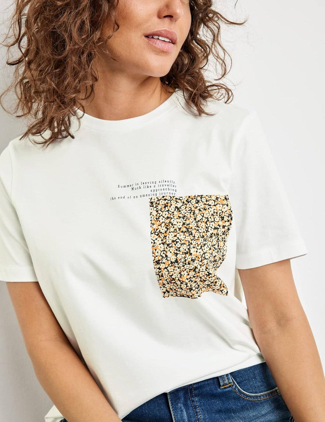 Taifun Damen T-Shirt 38 White Gemustert, 38 White Gemustert