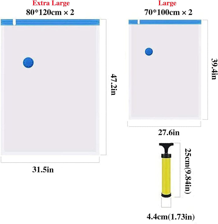 4 Paket Vakuumbeutel Aufbewahrungsbeutel Reise 2XL(120 x 80 cm)+2L(100 x 700 cm) Aufbewahrungsbeutel