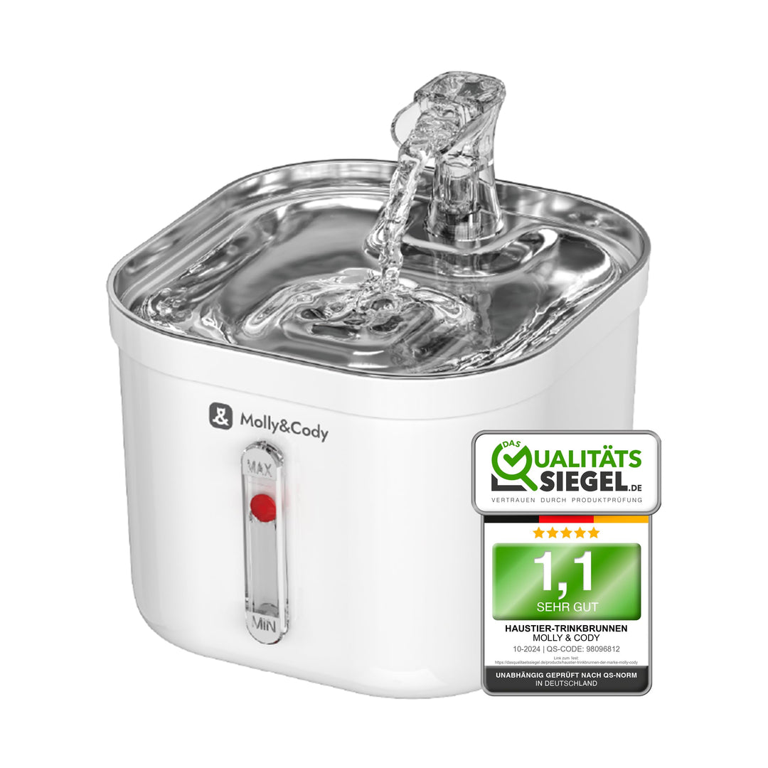 Molly&Cody Spring Trinkbrunnen für Katzen & Hunde (2L Wasserkapazität, automatischer Wasserspender,