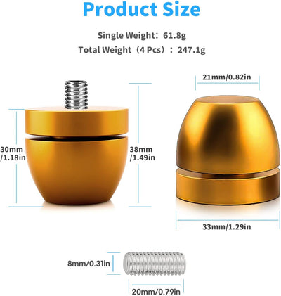 Tertullus 4 Stück Lautsprecher Füsse Aluminium Füsse Shock Absorber Schwingungsdämpfer für Lautsprec