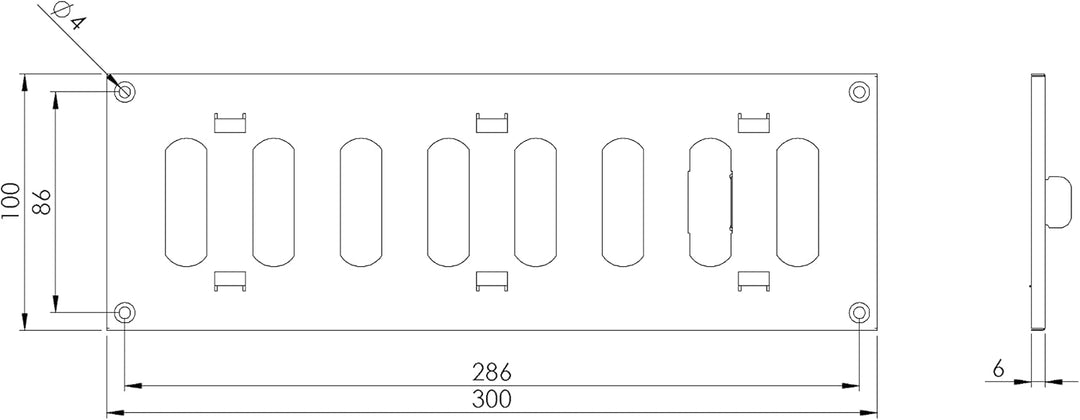 Steinberg14 Edelstahl 300x100mm Lüftungsgitter aus Metall mit Verschliessbaren Lamellen - Rechteckig
