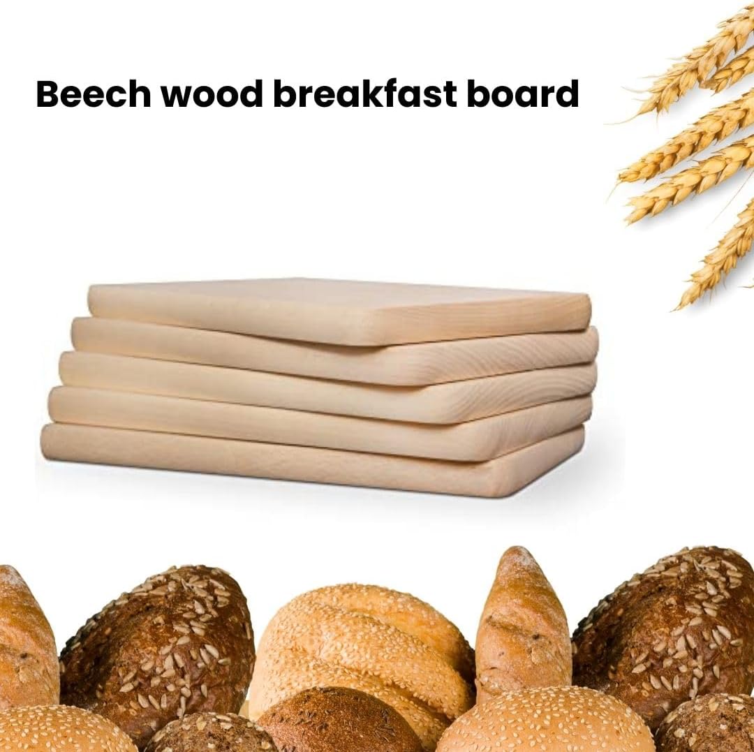 Frühstücksbrettchen Holz - Natur Buche unbehandelt - 10 x Holzbrettchen - Küchenbrett Brot Küchenute