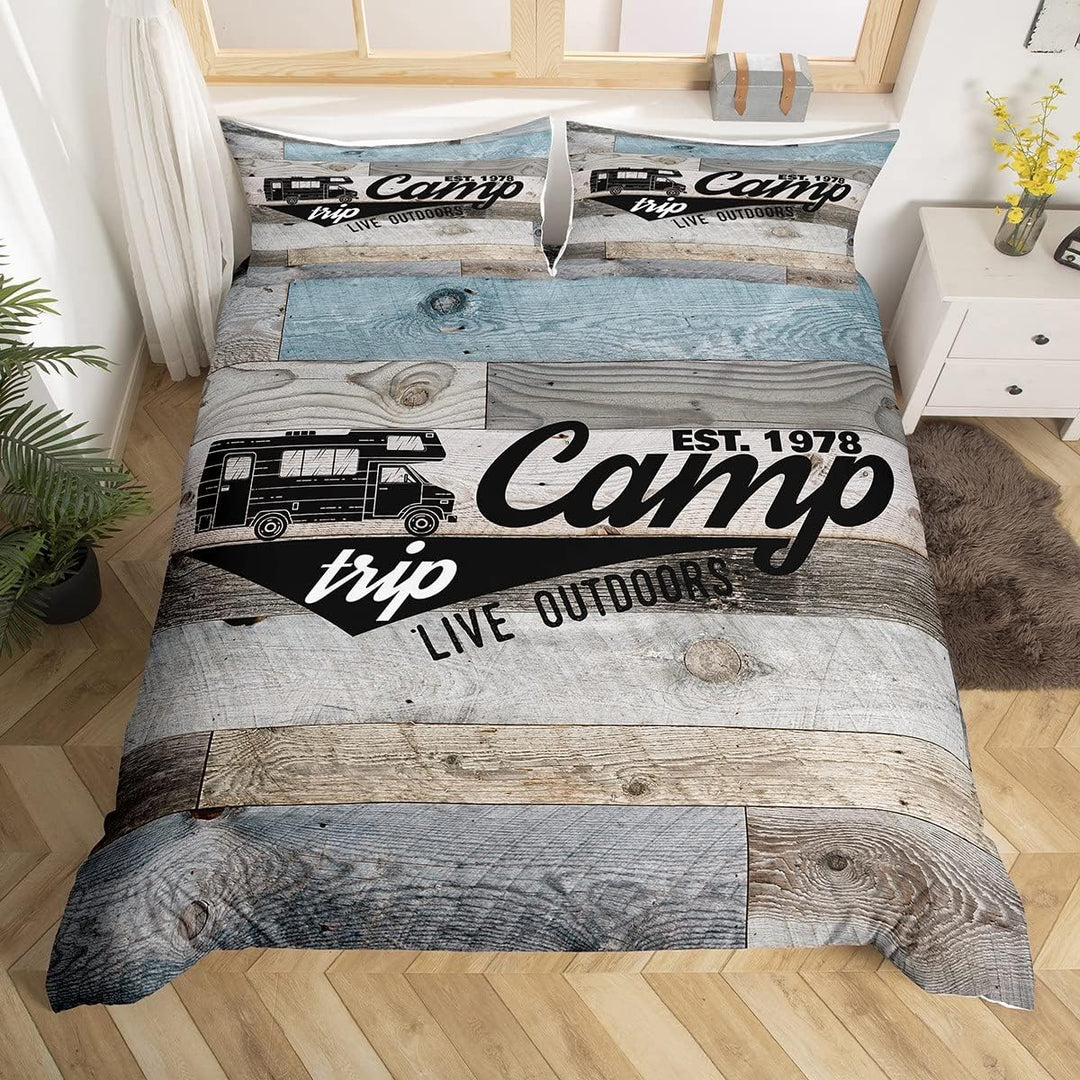 Homewish Camper Bedding Teens Vintage Rustikaler Bauernhaus Bettbezug für Erwachsene Jungen Männer g
