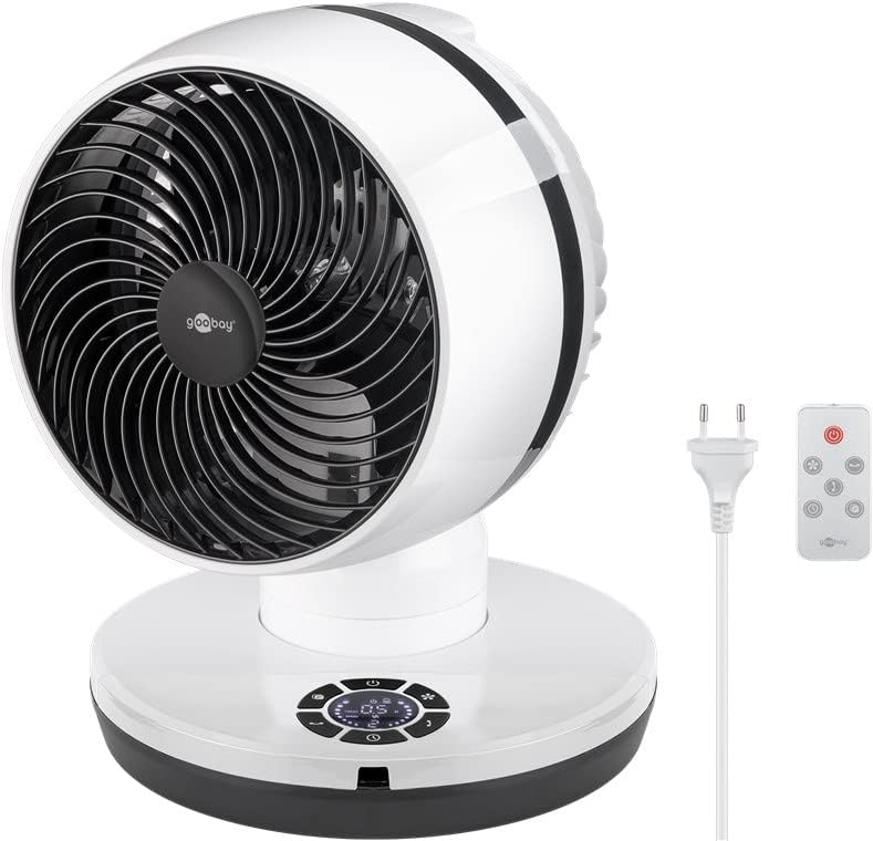 goobay 59515 Leistungsstarker Ventilator mit Fernbedienung Ø 23 cm (9 Zoll) / Multidirektionale Oszi