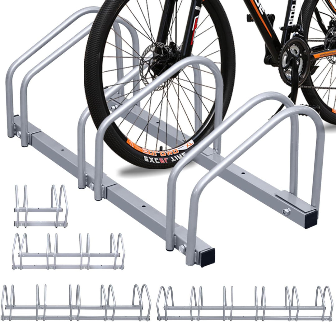 Fahrradständer Boden für 6 Fahrräder, 30cm Radabstand 35-55mm Reifenbreite rostfreier Stahl selbstsi