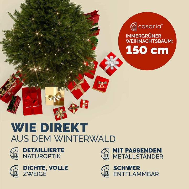 CASARIA® Weihnachtsbaum künstlich 150cm dichte Spitzen schneller Aufbau Metallständer naturgetreu sc