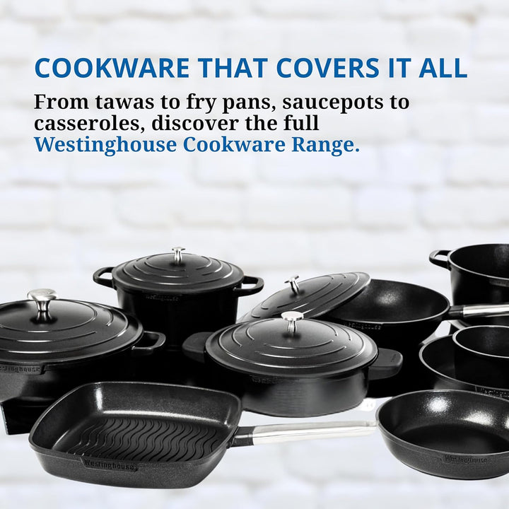 Westinghouse PERFORMANCE SERIES Grillpfanne, Grosse Bratpfanne 28 cm mit Edelstahl-Griff für Indukti
