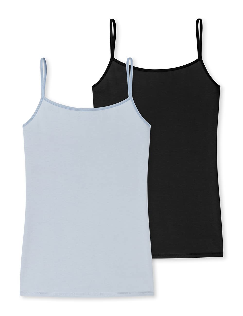 Schiesser Damen 2 PACK Spaghetti Top Unterhemd Bio Baumwolle - 95/5 Organic 48 Schwarz Blau_178020,