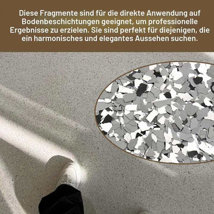 1000g Epoxid Farbchips für Garagenbodenbeschichtung, Dekorflocken Schwarz Weiss Grau, Betonbodenbesc