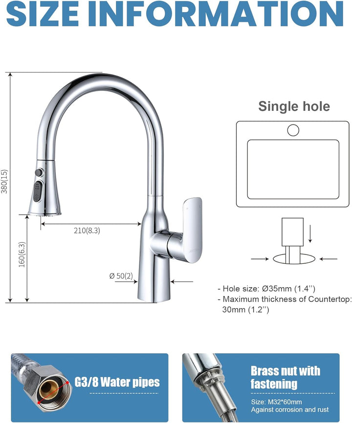 ARCORA Wasserhahn Küche Armatur Ausziehbar Küchenarmatur 360° Schwenkbar Spültischarmatur für Küchen