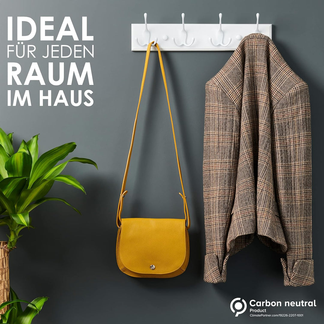 LARHN Garderobenhaken Weiss - Garderobenleiste Weiss mit 4 Haken - 42 cm - Kleiderhaken Wand - Wandg