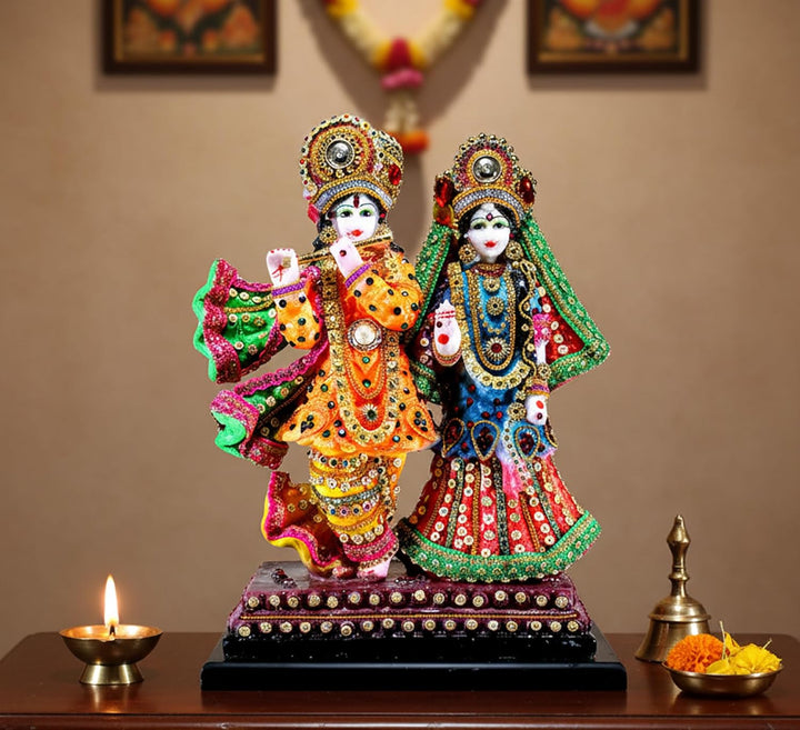 eSplanade Resin Radha Krishna on Chair Murti Idol Statue Sculpture (Radha Krishna Standing), Radha K