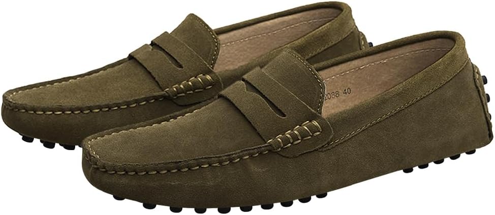Jamron Herren Wildleder Penny Loafers Gemütlich Fahrende Schuhe Mokassin Slippers 39.5 EU Braun, 39.