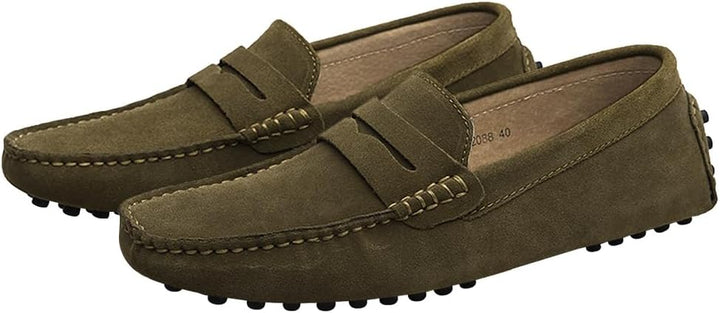 Jamron Herren Wildleder Penny Loafers Gemütlich Fahrende Schuhe Mokassin Slippers 39.5 EU Braun, 39.