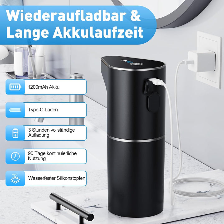 Fantictas Automatischer Seifenspender, berührungslos, Wandmontage, wiederaufladbar, 3-stufig Einstel