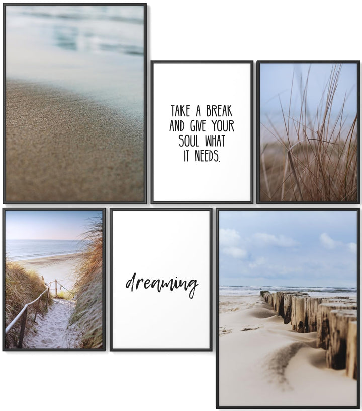 Papierschmiede® Mood Poster Set Beach Walk, Gerahmte Bilder (Rahmen: Farbe wählbar), Wohnzimmer Deko