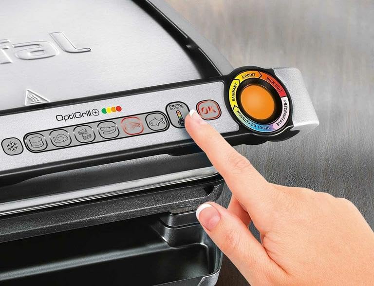 Tefal OptiGrill+ GC718D10 Smart Grill, 6 Programme, Kochanzeige, Dickenmessung, Tropfwanne