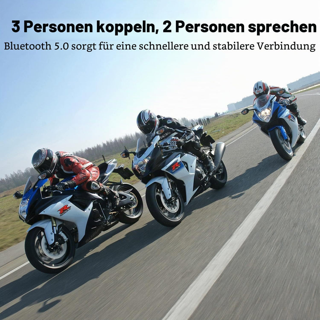 BETOWEY BT-S3 Doppeltes Motorrad Intercom-Set für 2 Personen - 1000m Reichweite, Bluetooth Helm-Komm