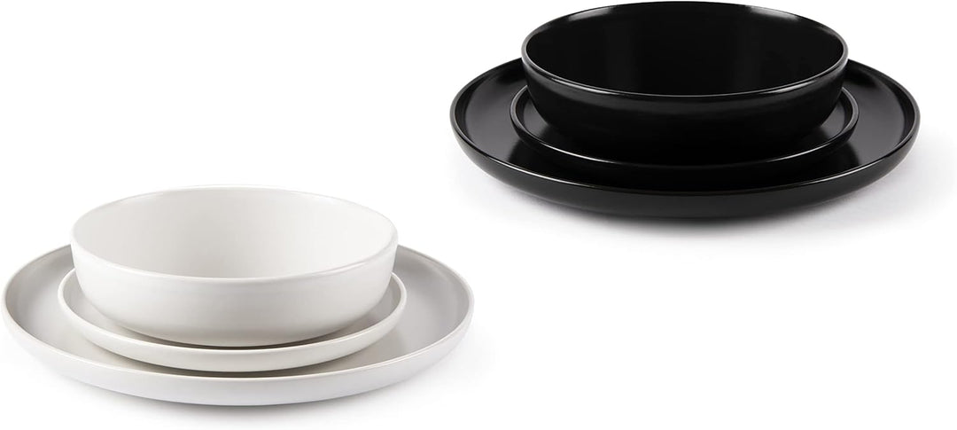 Excelsa "Nordic" Tafelservice, 12-teilig, Keramik, Weiss und Schwarz