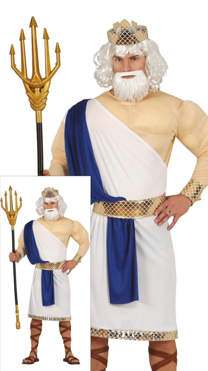 Fiestas Guirca Griechischer Gott Kostüm Herren - Neptun, Poseidon Kostüm -Grösse L 52 – 54 - Griechi