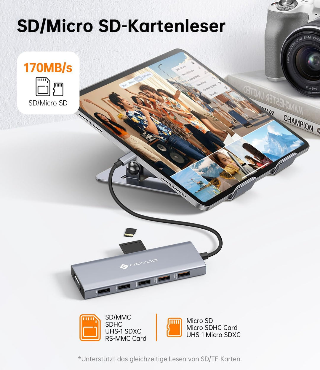 NOVOO 10Gbps USB C Hub Docking Station 2HDMI 4K@60Hz Triple Display Adapter mit VGA,USB A 3.2 & USB