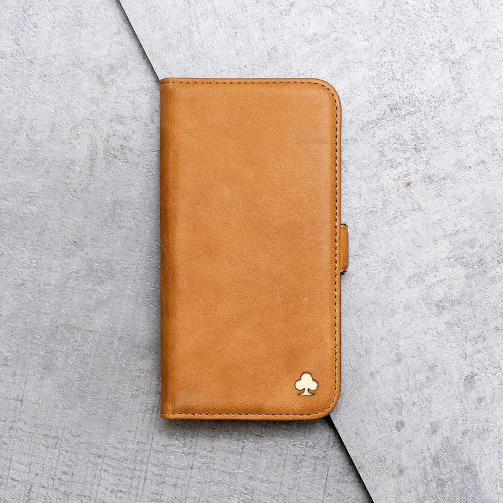 Porter Riley - Lederhülle kompatibel mit iPhone 15. Premium Echtleder Standhülle/Ledertasche/Briefta