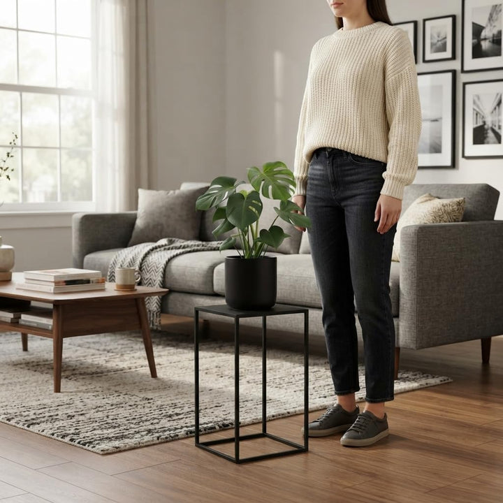 Metall Blumenständer Ständer für Blumentopf Modernes Loft Industriell Plant Stand (Schwarz), Schwarz