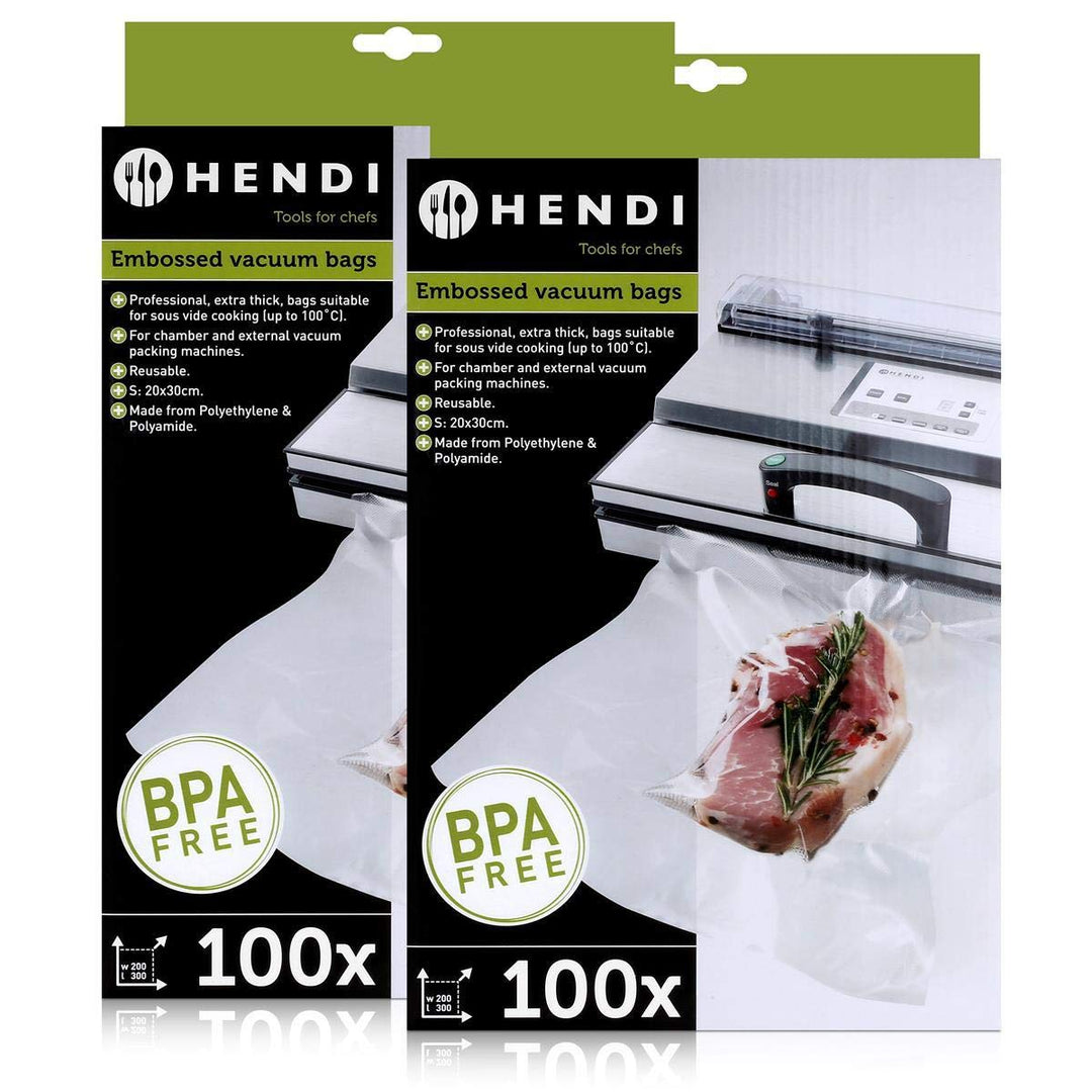 Hendi Vakuum Kochbeutel 20x30cm / 100 Beutel - Geeignet für Aussenvakuummaschinen (2er Pack)