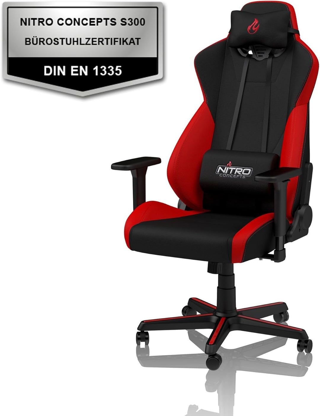 NITRO CONCEPTS S300 Gamingstuhl - Ergonomischer Bürostuhl Schreibtischstuhl Chefsessel Bürostuhl Pc