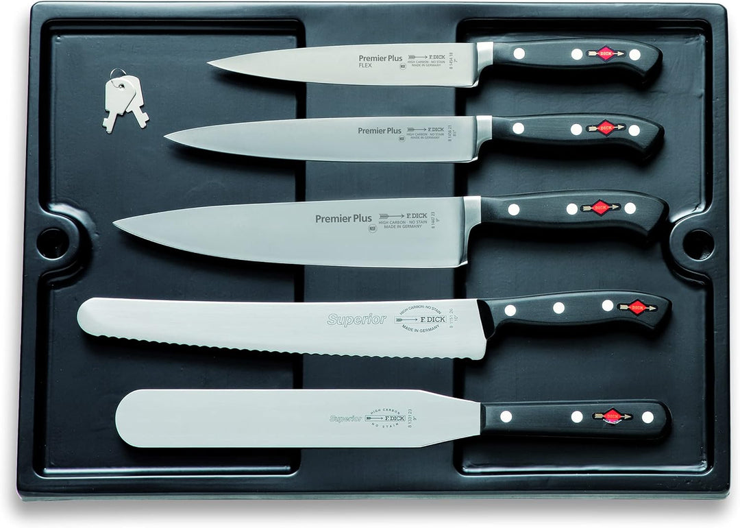 F. DICK Kochkoffer Plaza 17-teilig (Messer-Set mit Koffer, inkl. Kochmesser + Kochwerkzeug/Zubehör,