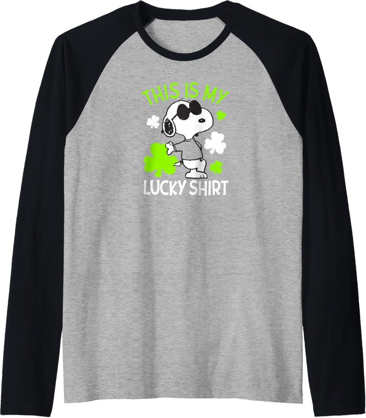 Peanuts St Pattys Day Glückliches Hemd Raglan