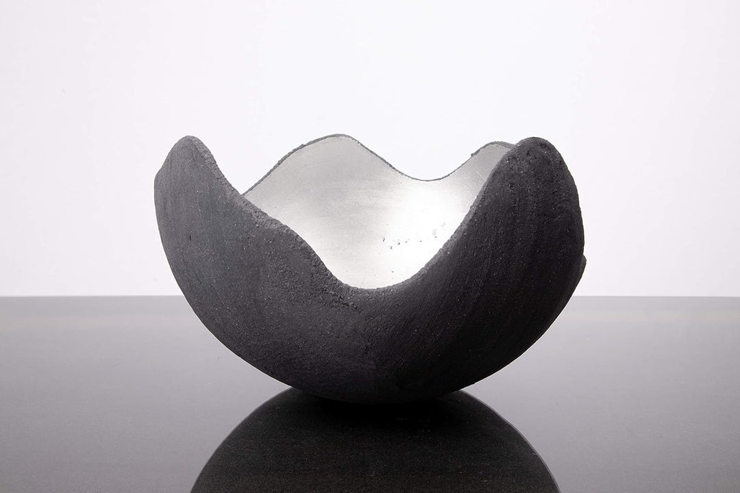 Lichtschale silber - M (20cm) - Beton schwarz-grau - Unikat handmade
