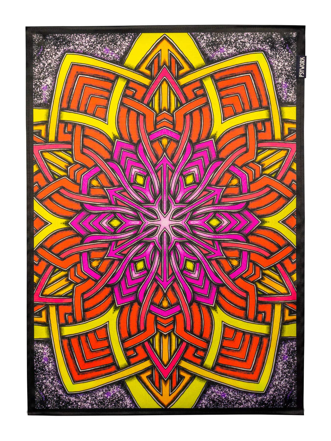 PSYWORK Schwarzlicht Stoffposter Neon | Elven Star | 0,5 x 0,7m | UV-aktiv | fluoreszierend | Wandbe