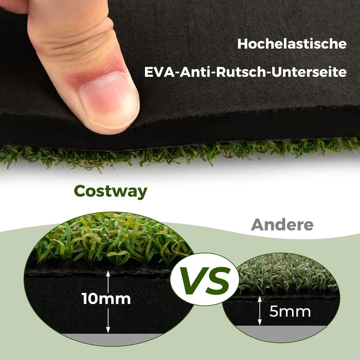 COSTWAY Golf Abschlagmatte, Golf Übungsmatte inkl. 2 Gummi-Tees und 2 Ausrichtungsstäbe, Golfmatte m