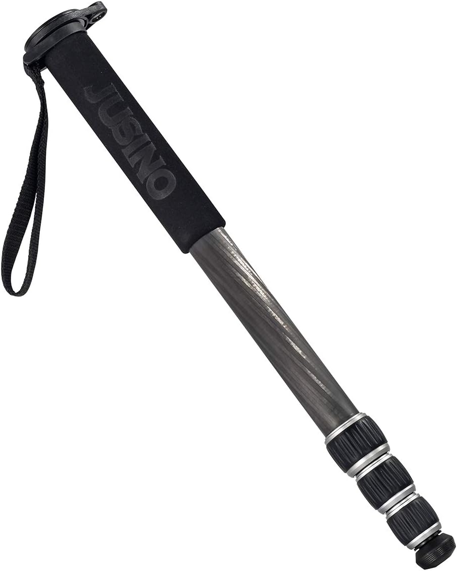 JUSINO - Leichtes und Stabiles Monopod Einbeinstativ aus hochwertigem Karbon - mit 4 Segmenten und S