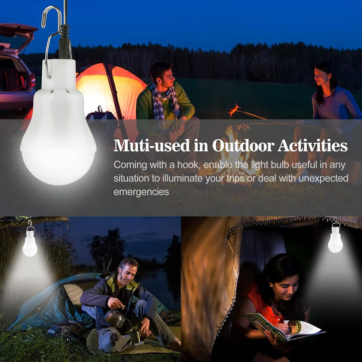 Beinhome Solarlampen für Aussen 130Lumen 800mAh mit Solarpanel,Portable Solar LED Glühbirne,3,5m USB