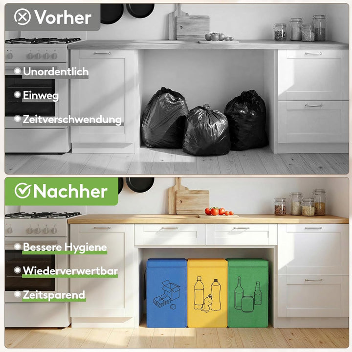 Lifewit Mülltrennsystem mit Deckel für Küche, Altpapier sammelbehälter und Pfandflaschen sammelbehäl
