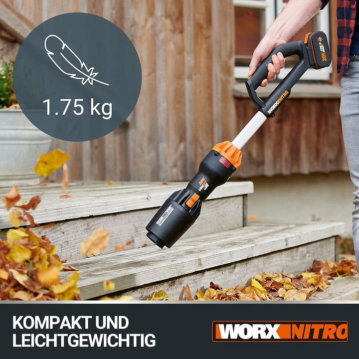 WORX WG543E.9 Akku-Laubbläser Leafjet 20V - bürstenloser Motor - variable Luftsteuerung - weniger Ak