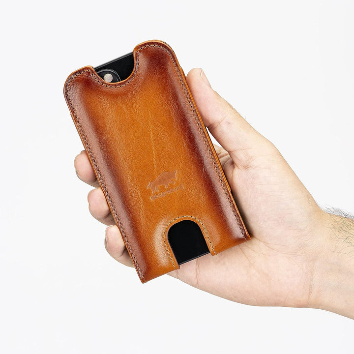 Solo Pelle Lederhülle für das iPhone 12 Mini + 13 Mini bis 5,4 Zoll Case Leder Hülle Ledertasche aus