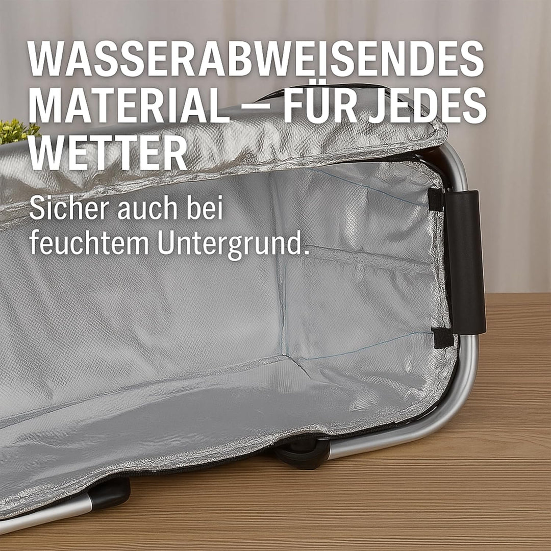Kühltasche Gross 43x23x21 cm - Isolierte Picknickkorb Thermo mit Aluminiumrahmen - Kühlkorb für Büro