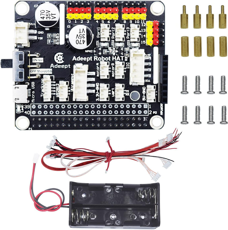 Adeept Raspberry Pi Robot HAT Kit, Smart Robot Car Driver Expansion Board Support Raspberry Pi 4 Mod