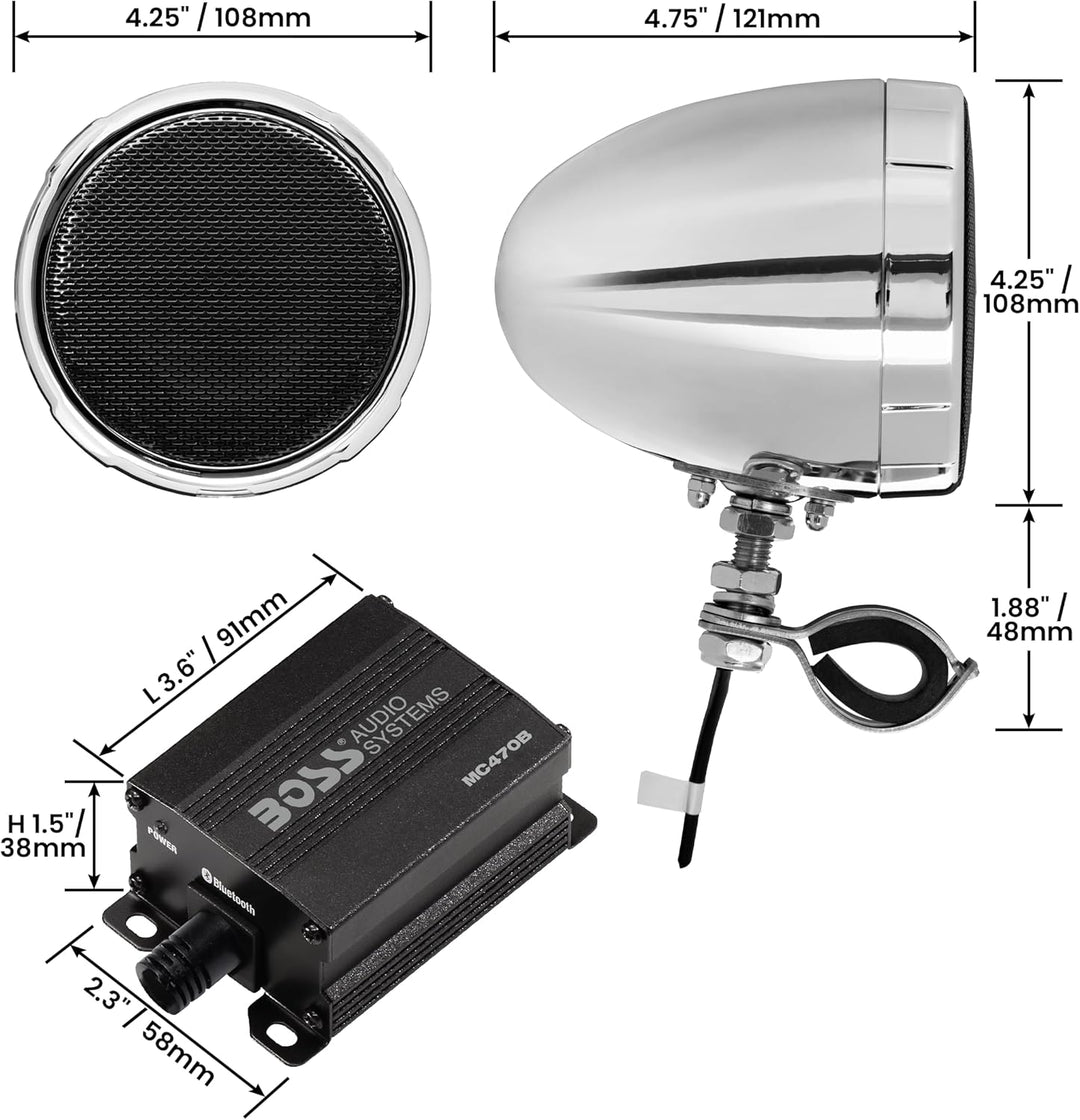 Boss Audio MC470B Boss Motorcycle/UTV Speaker System 1000W Bluetooth