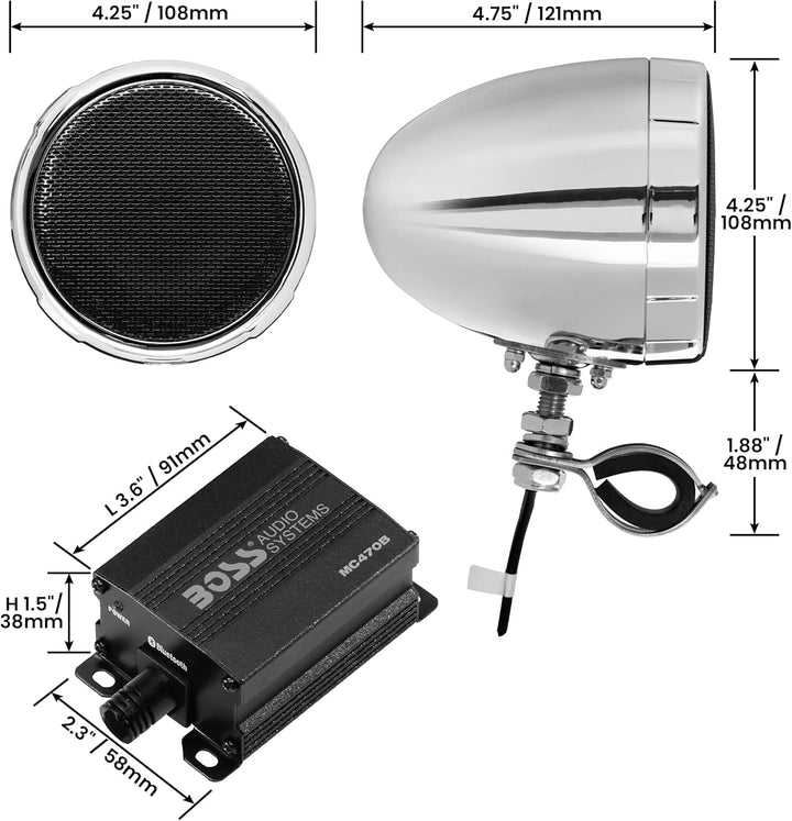 Boss Audio MC470B Boss Motorcycle/UTV Speaker System 1000W Bluetooth