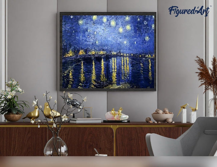 Figured'Art Malen Nach Zahlen Erwachsene Mit Rahmen Van Gogh Sternennacht über der Rhone - Paint by