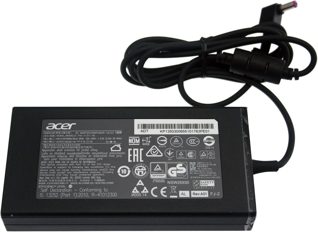 Netzteil/Ladegerät 19,5V / 6,92A / 135W Aspire V3-772G (Original) 135W ohne Netzkabel schwarz, 135W
